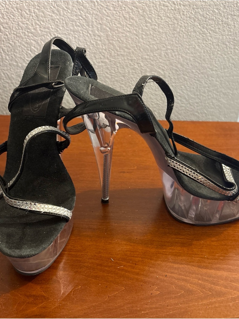 Black Rhinestone Platform high Stiletto heels dancer stripper 9 pre-owned